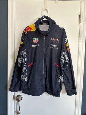 Red Bull Racing Men's Navy Hooded Windbreaker Jacket - Puma
